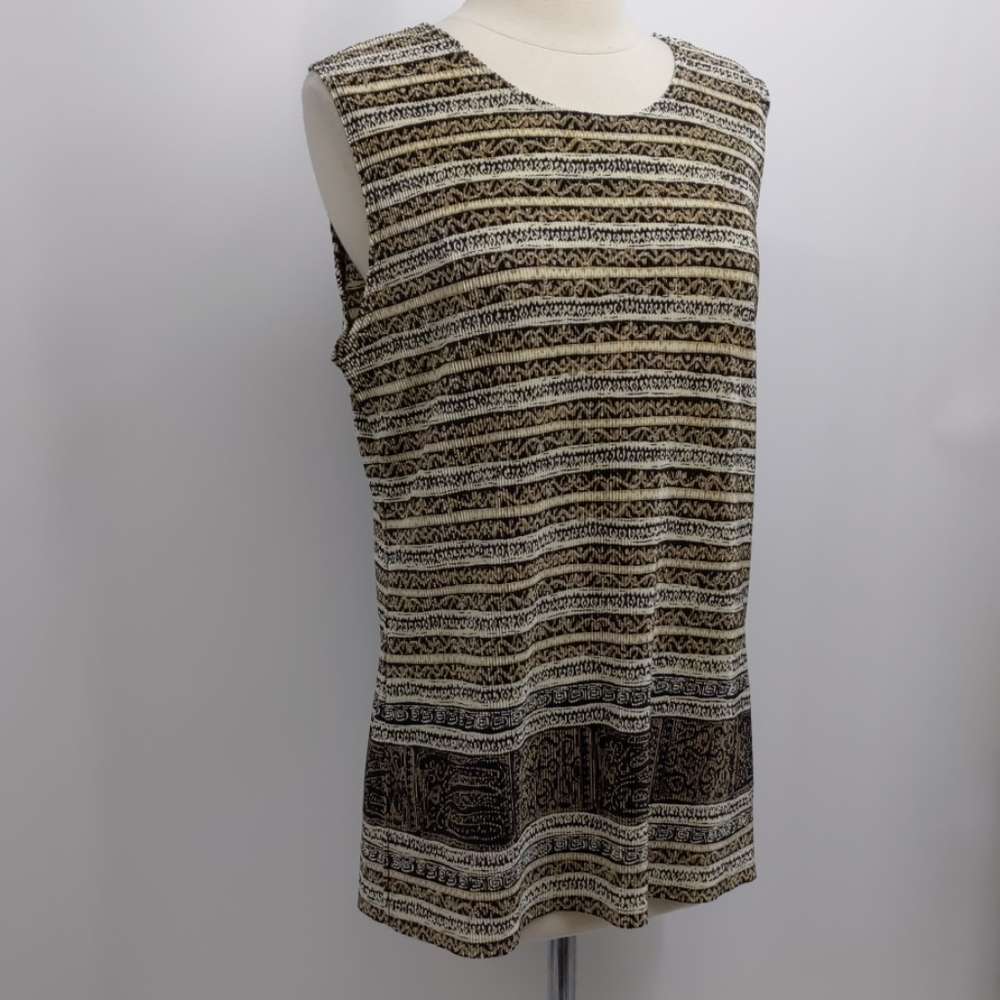 Plisse sleeveless print crinkle top-sz XL